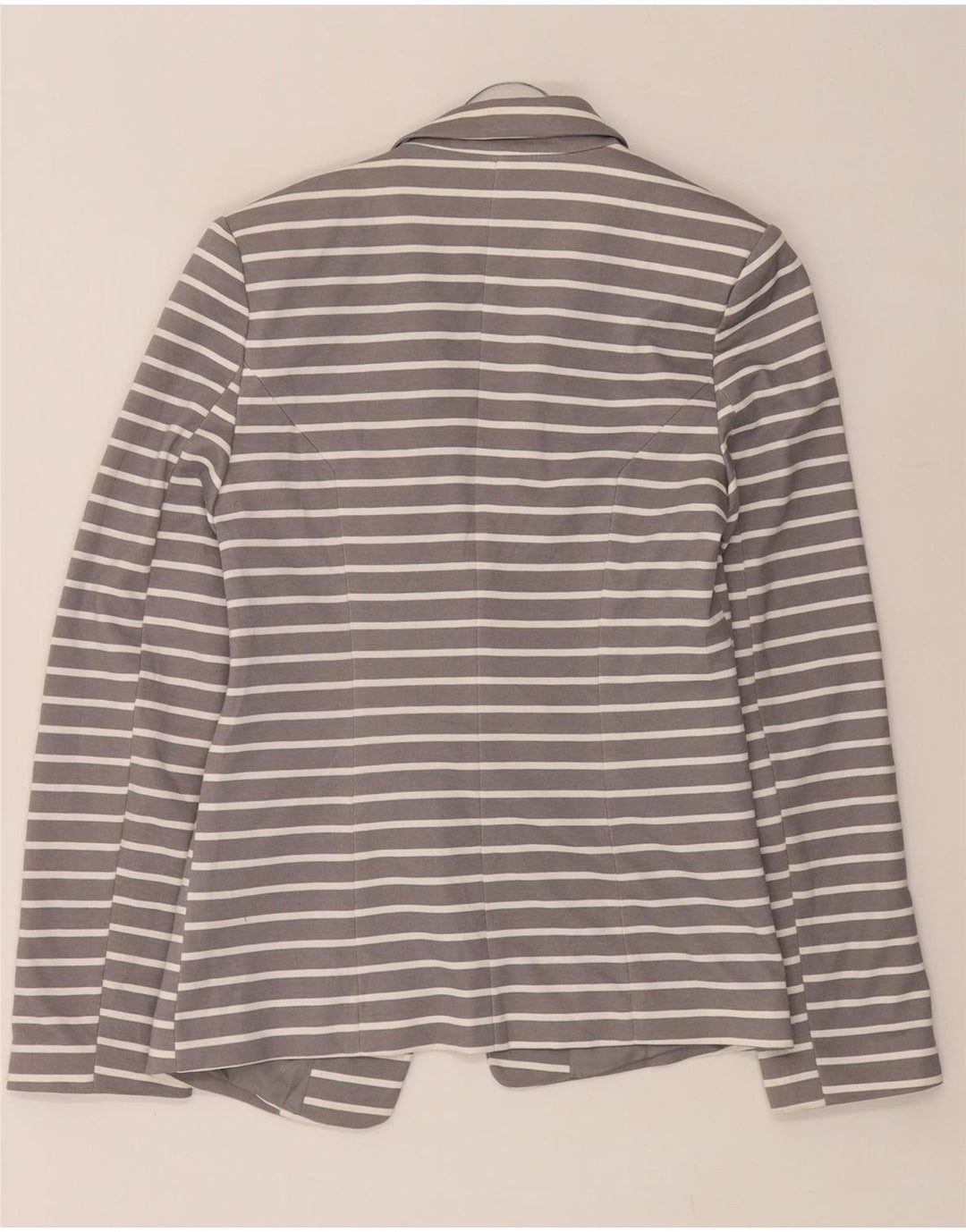 Jaqueta blazer aberta feminina Oasis Reino Unido 8 poliéster listrado cinza pequeno
