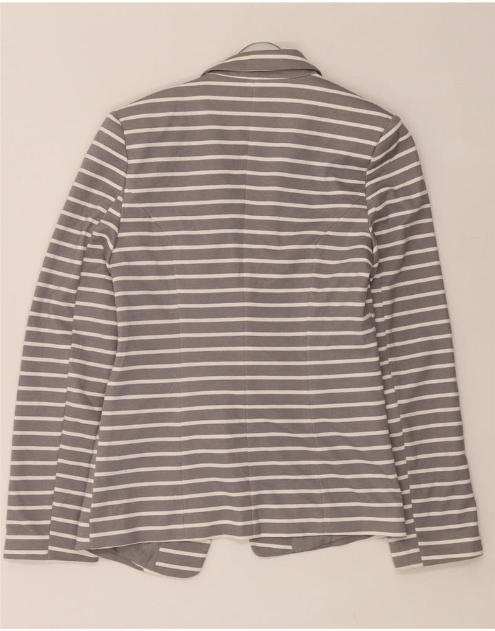 Jaqueta blazer aberta feminina Oasis Reino Unido 8 poliéster listrado cinza pequeno