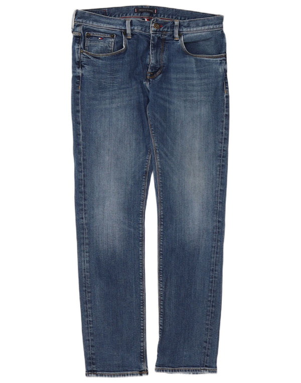 Tommy Hilfiger Masculino Denton Stretch Straight Jeans W32 L32 Azul Algodão