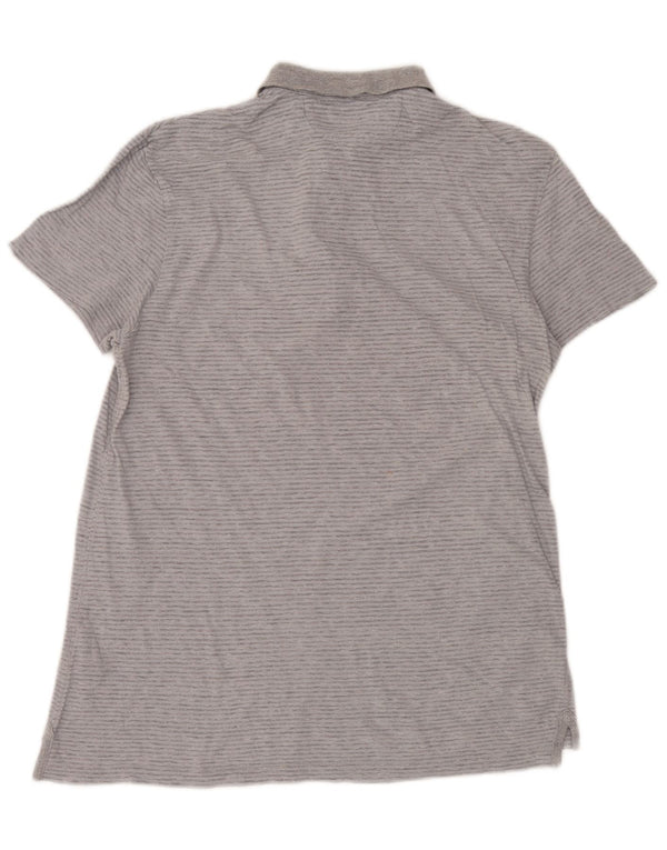 Camisa polo masculina All Saints pequena listrada cinza de algodão
