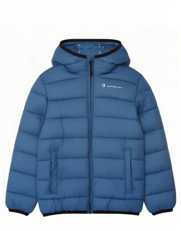 Jaqueta acolchoada com capuz para meninos Champion 5-6 anos XS azul poliéster