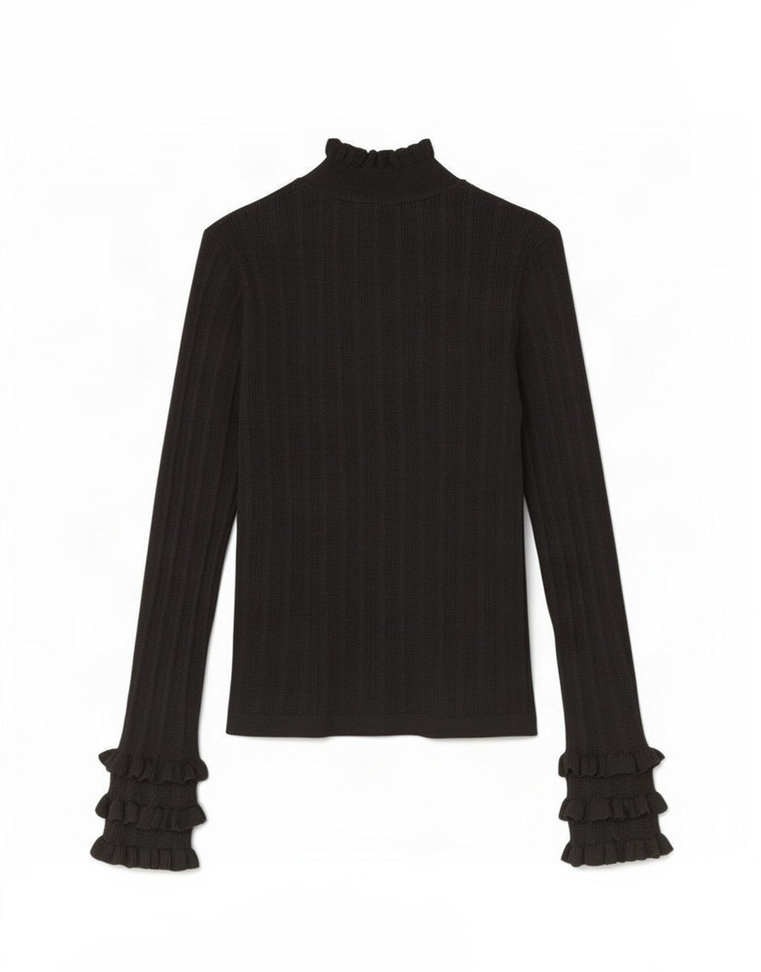 Top feminino Zara de manga comprida UK 12 viscose preta média