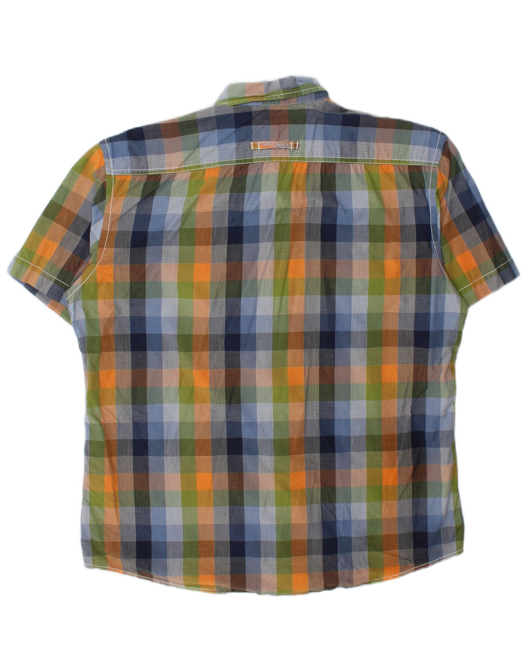 Camel Active Camisa masculina de manga curta grande algodão xadrez multicolorido
