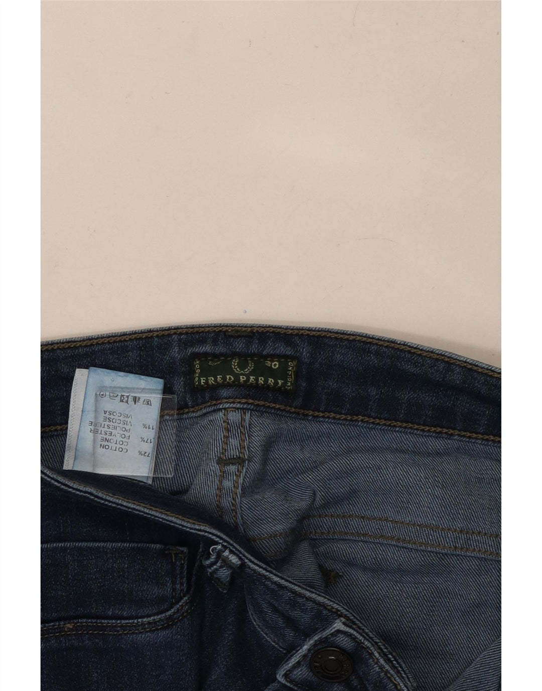 FRED PERRY Jeans skinny feminino W30 L30 algodão azul marinho