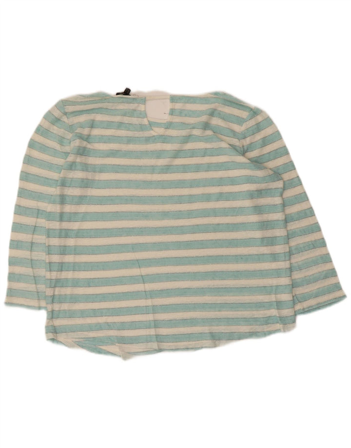Top Massimo Dutti feminino oversized manga 3/4 Reino Unido 10 listrado azul pequeno