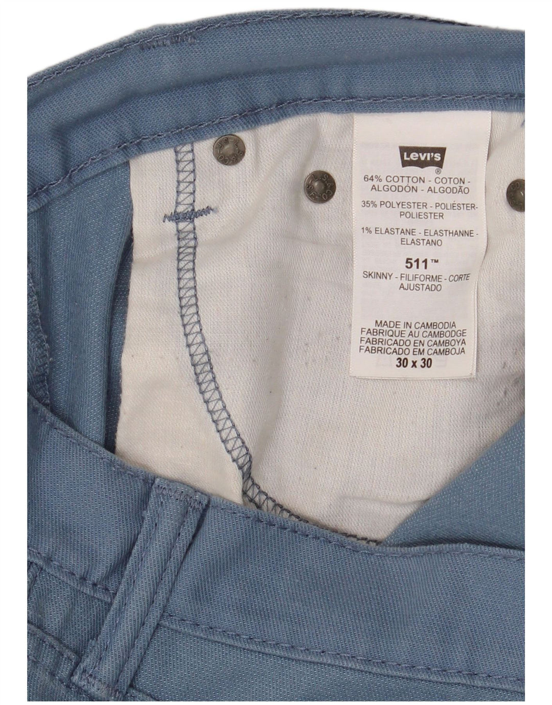 Calça Levi's Masculina 511 Slim Casual W30 L30 Azul Algodão