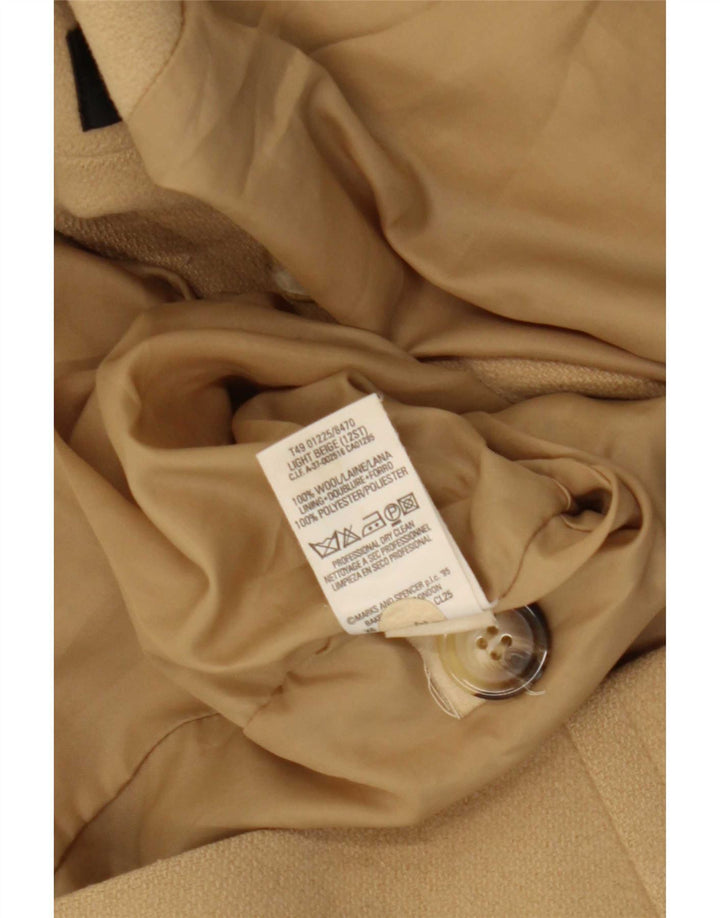 Casaco feminino Marks & Spencer com peito duplo Reino Unido 12 lã bege médio