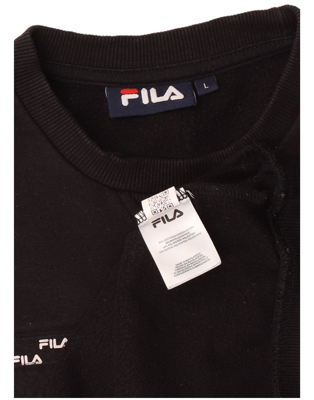 FILA moletom gráfico masculino jumper grande algodão preto