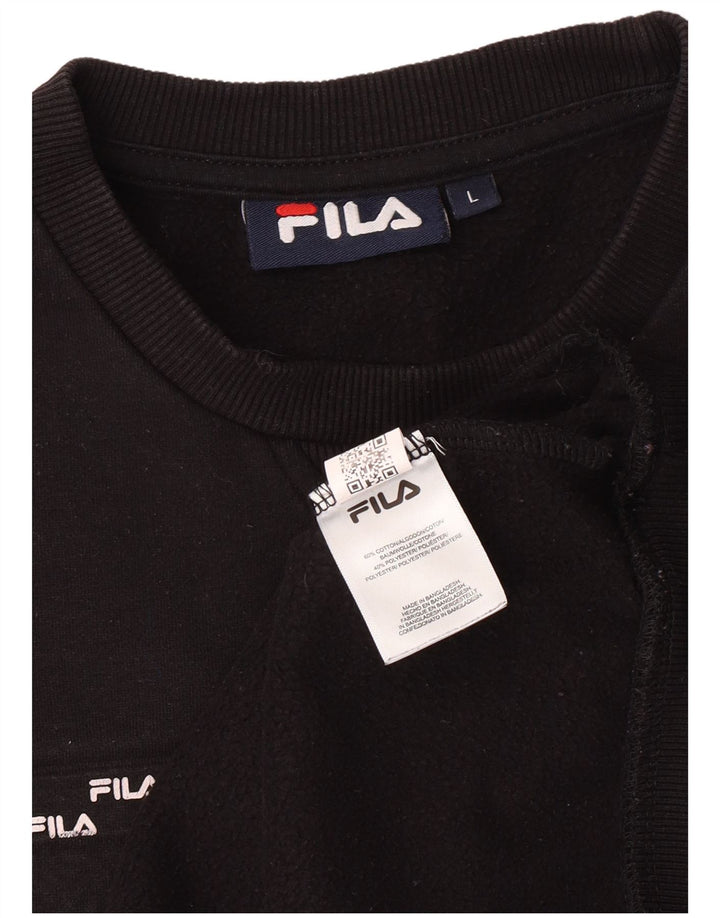 FILA moletom gráfico masculino jumper grande algodão preto