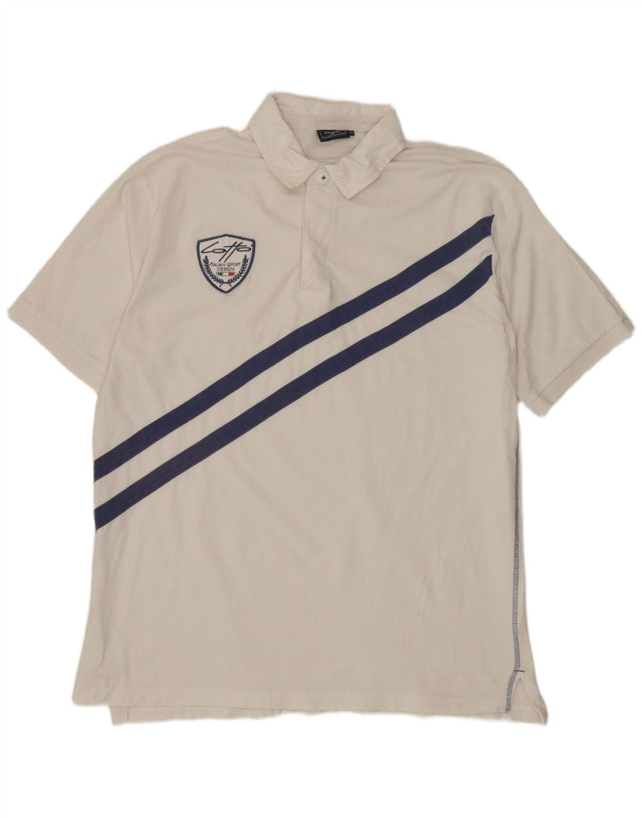 Camisa polo masculina LOTTO XL algodão listrado branco