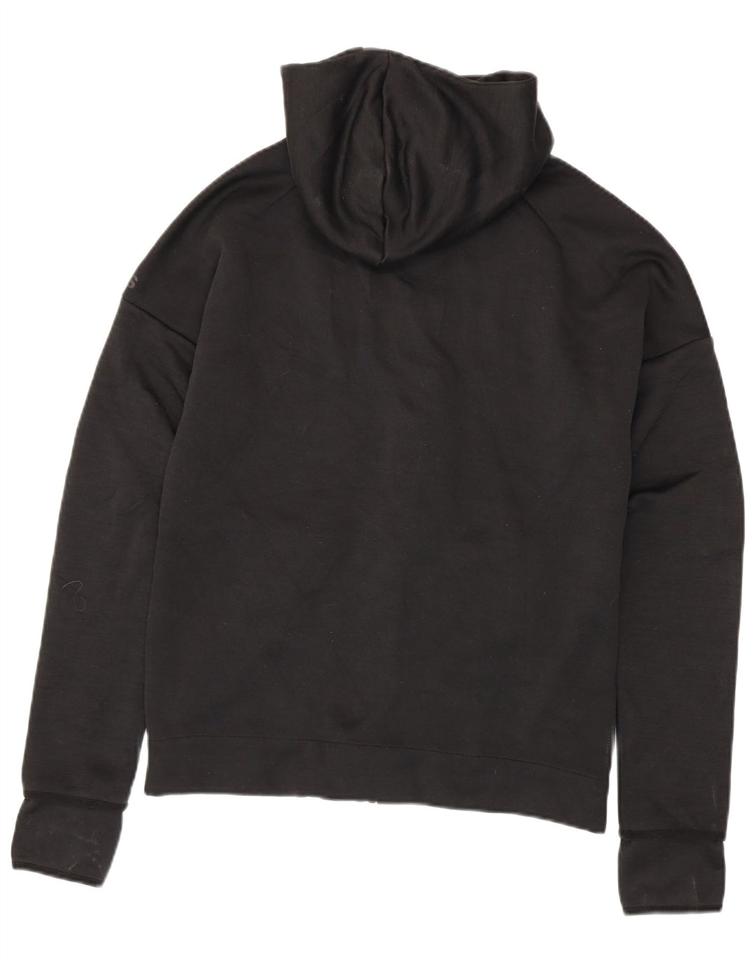 Adidas masculino zip moletom com capuz médio preto manchado de poliéster