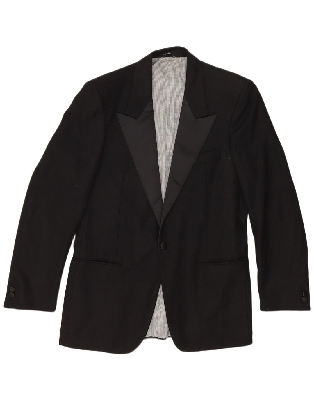Jaqueta blazer masculina vintage com 1 botão IT 48 lã virgem preta média