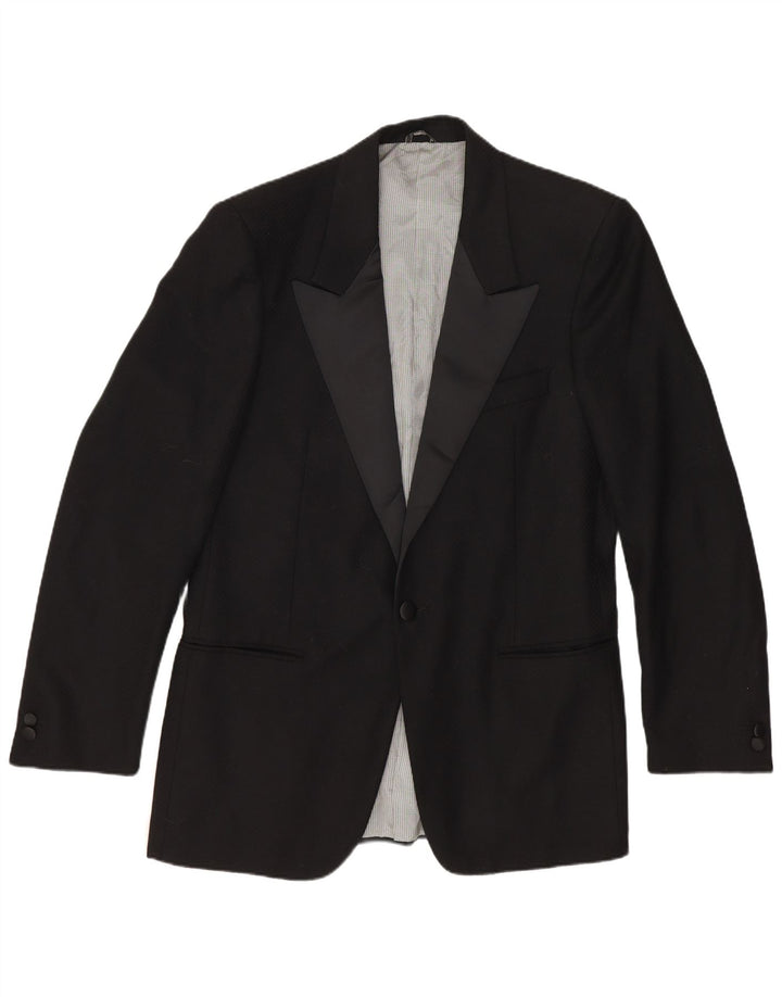 Jaqueta blazer masculina vintage com 1 botão IT 48 lã virgem preta média