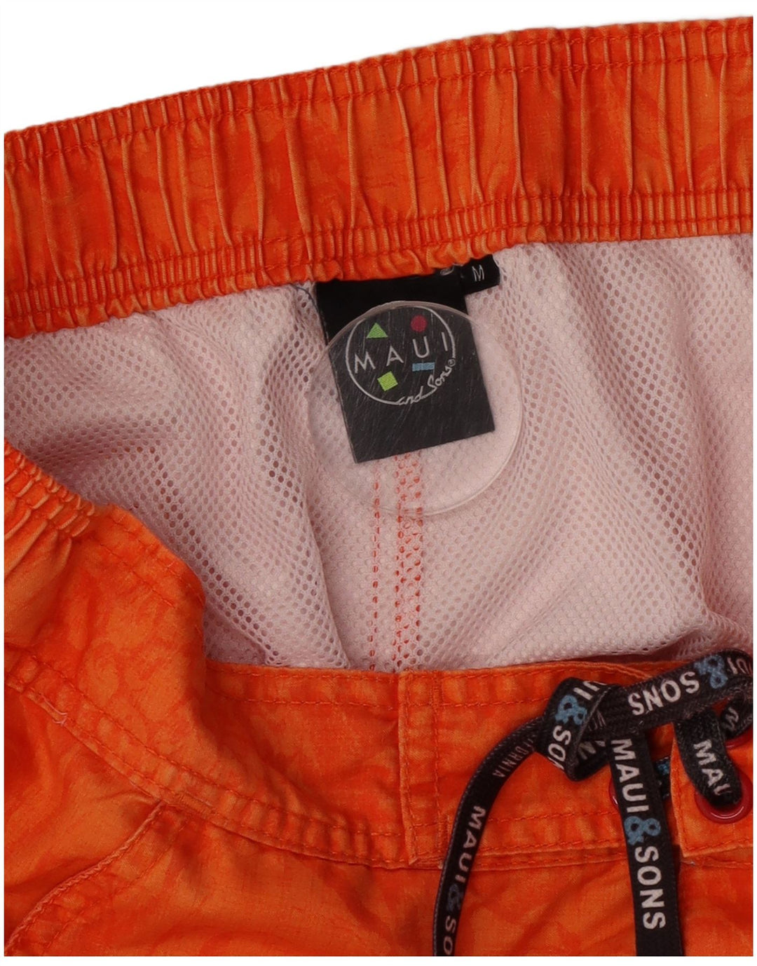 Shorts de natação masculino Maui and Sons médio laranja colorblock poliéster