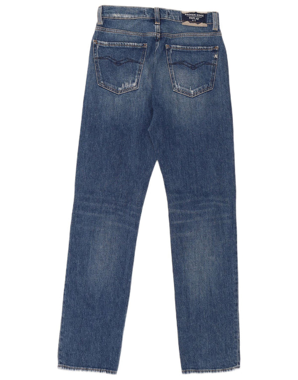 Replay Jeans retos femininos desgastados W25 L30 algodão azul