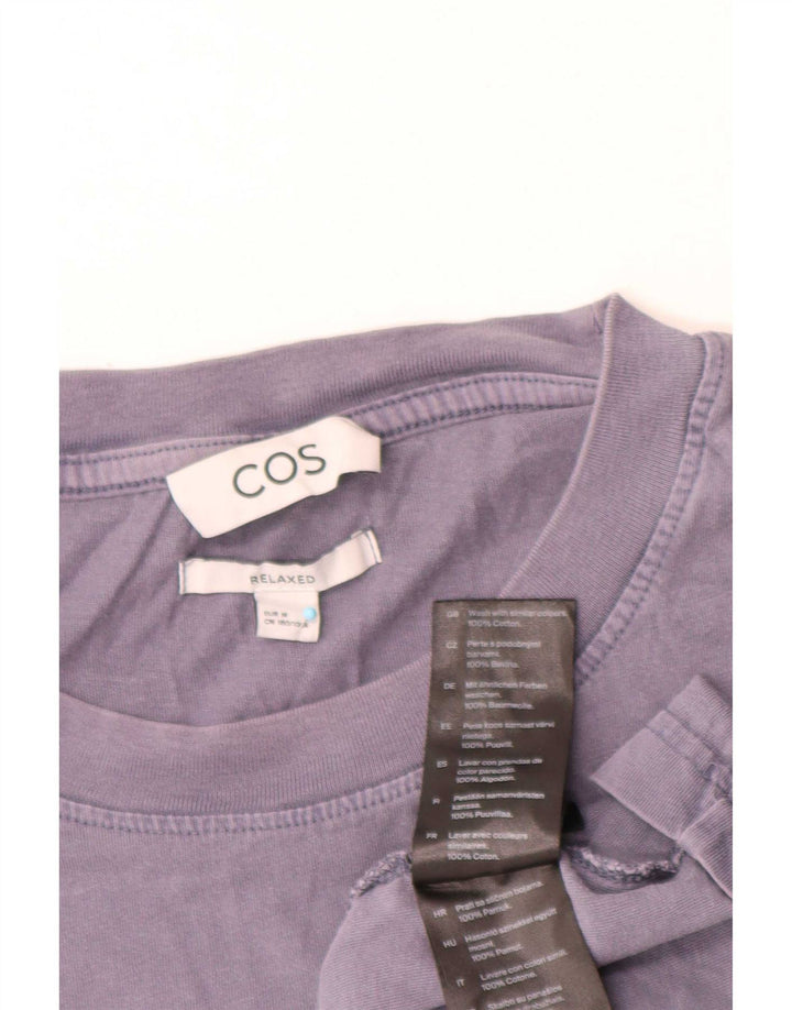 Camiseta masculina Cos com ajuste relaxado Top médio algodão azul marinho