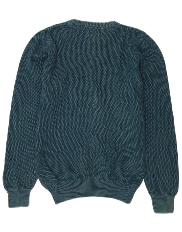 Suéter masculino Marks & Spencer de ajuste regular com gola redonda e algodão azul pequeno