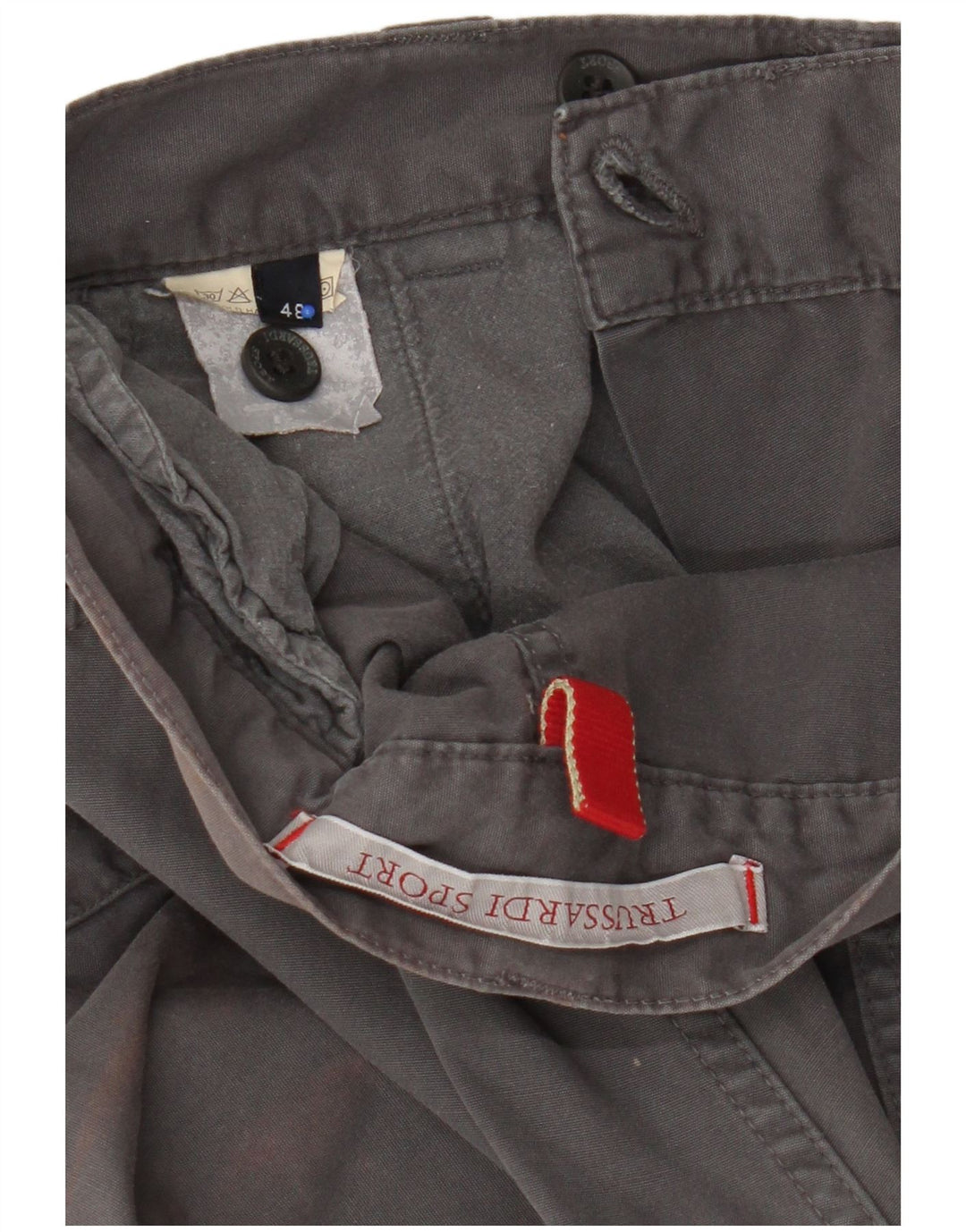 Calça cargo reta masculina Trussardi IT 48 médio W32 L32 cinza