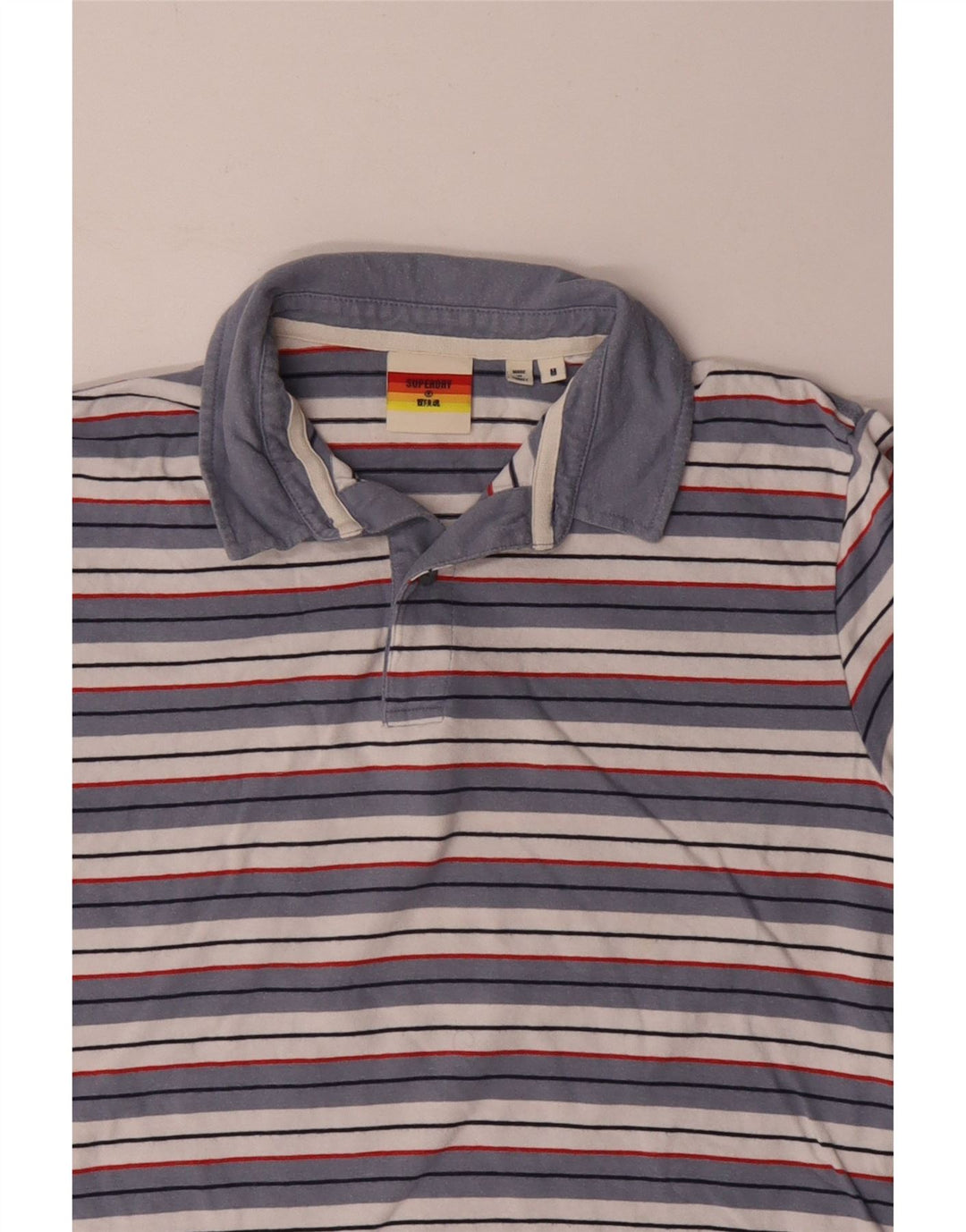 Camisa polo masculina Superdry algodão listrado azul médio