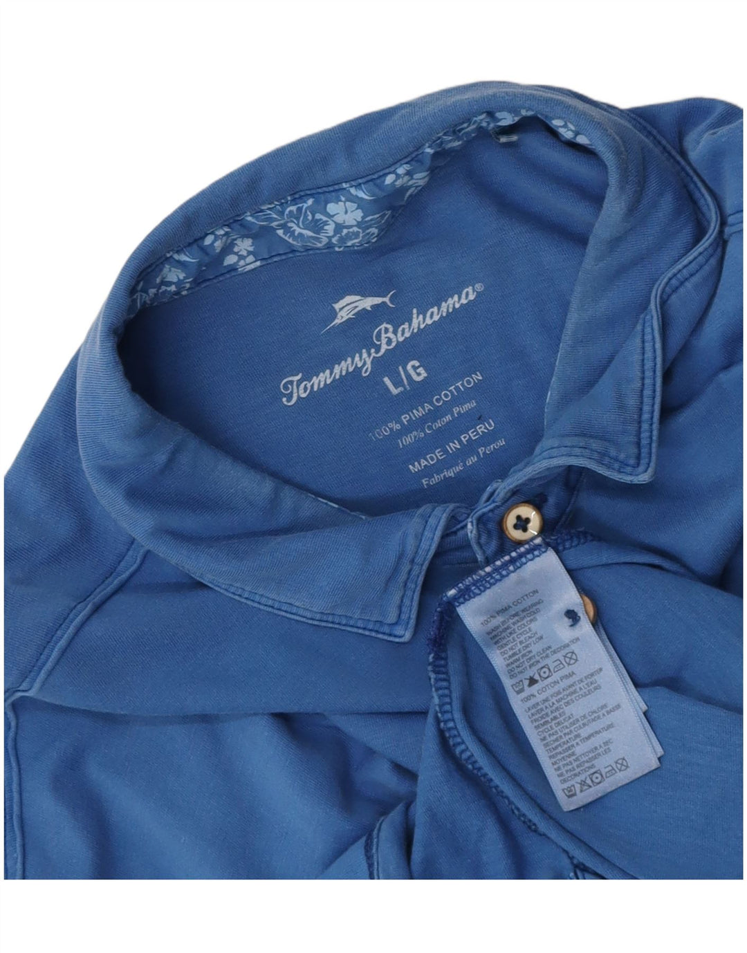 Camisa polo masculina TOMMY BAHAMA grande algodão azul