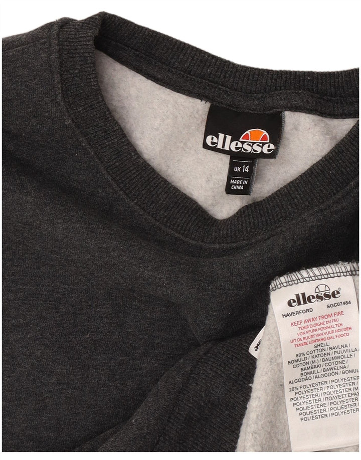 Ellesse moletom feminino jumper UK 14 grande algodão cinza