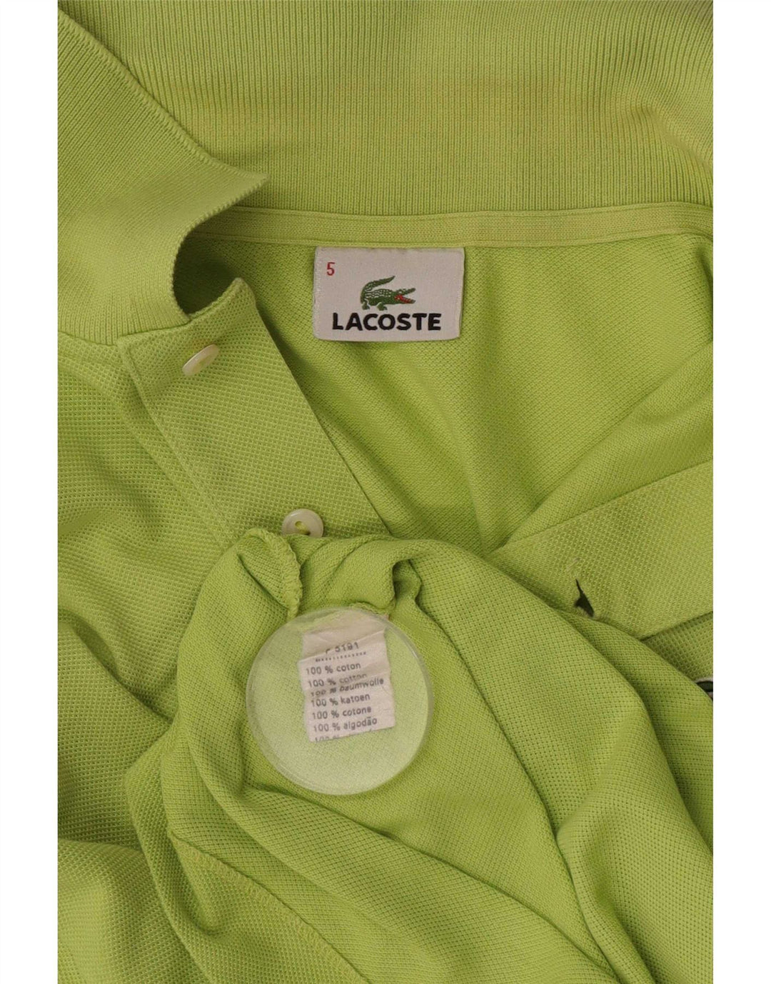 Camisa polo masculina Lacoste tamanho 5 grande algodão verde