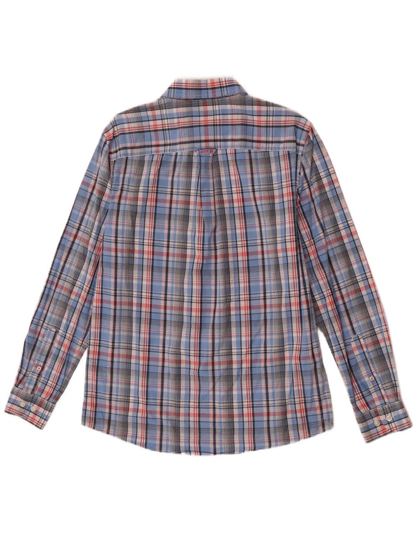 Crew Clothing Camisa masculina clássica de ajuste pequeno algodão xadrez azul
