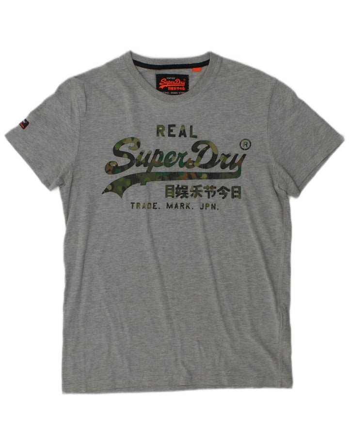 Camiseta masculina SUPERDRY com estampa gráfica cinza médio algodão