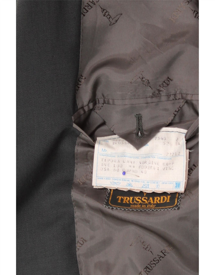 Jaqueta Blazer Masculina Trussardi com 2 Botões IT 52 XL Lã Virgem Cinza