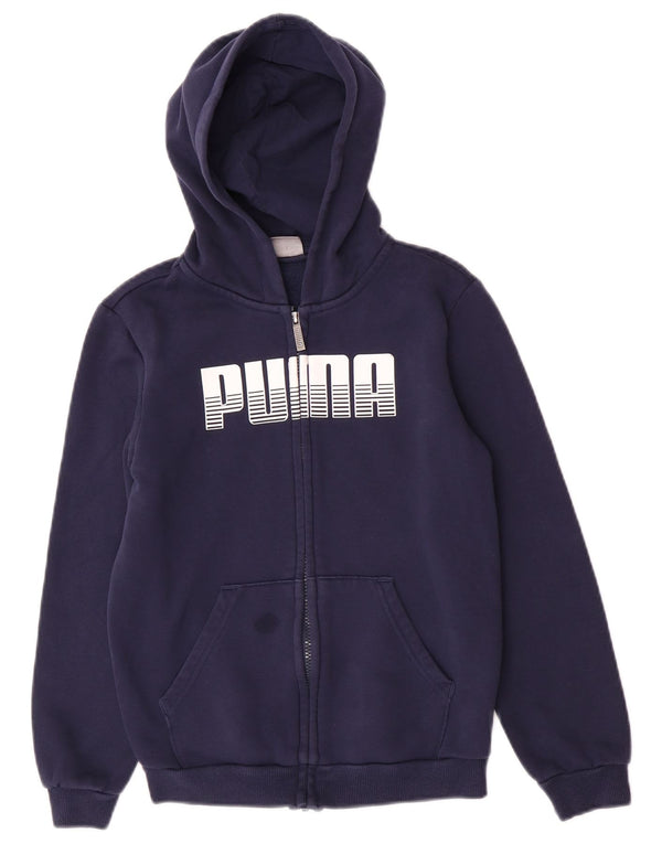 Suéter Puma Boys Graphic Zip com capuz 11-12 anos azul marinho algodão