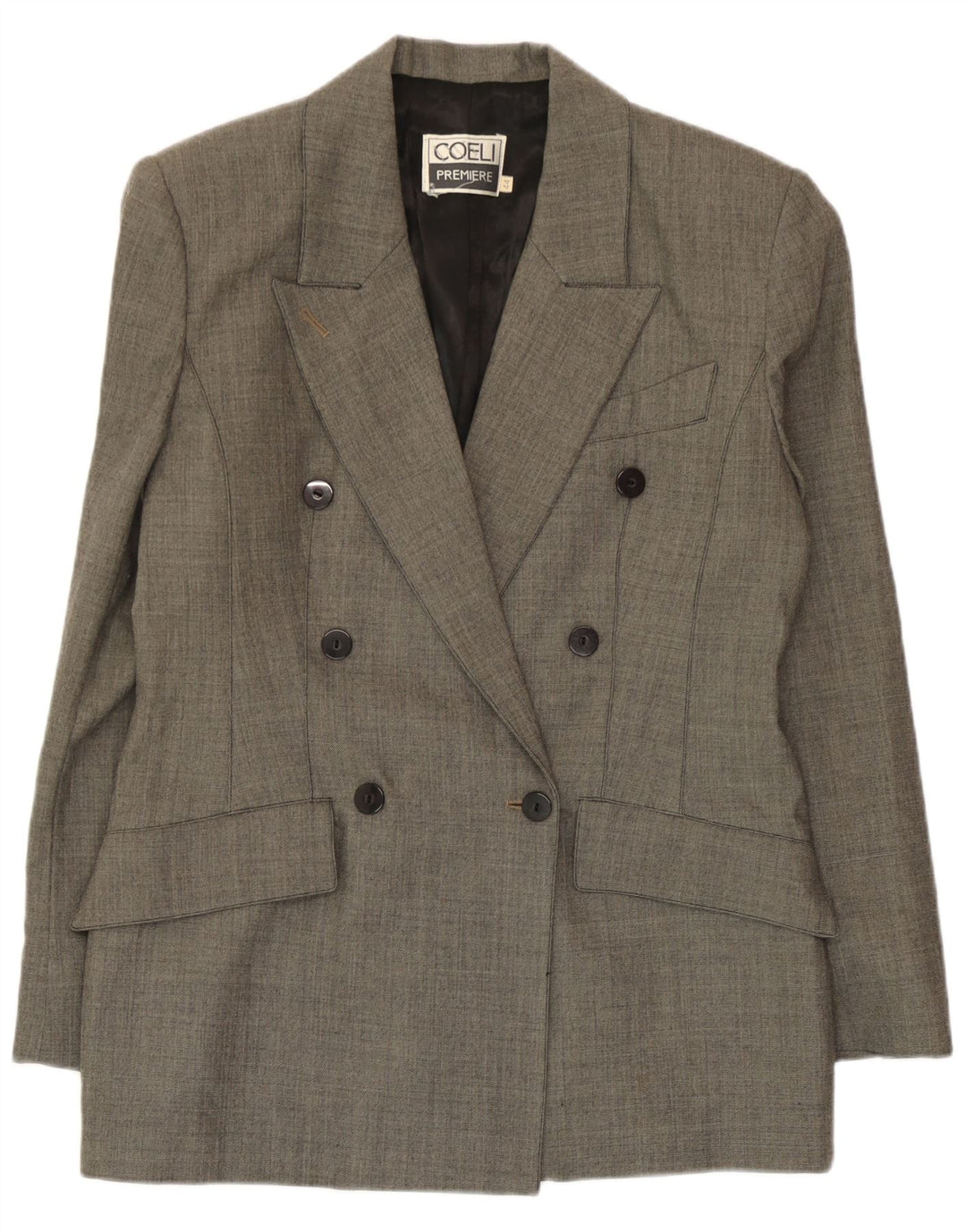 Jaqueta blazer feminina vintage com peito duplo IT 44 lã cinza médio