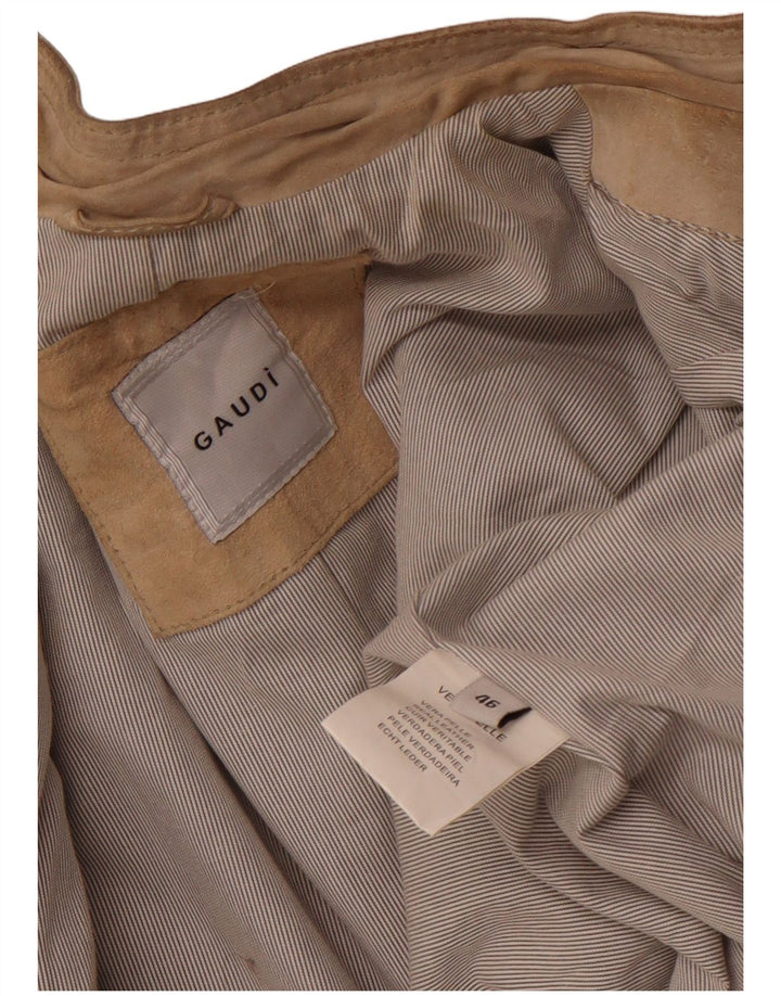 Jaqueta bomber de camurça feminina GAUDI IT 46 grande couro bege