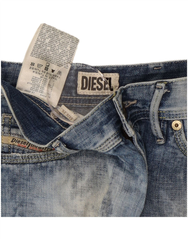 Shorts jeans feminino com lavagem ácida DIESEL W25 XS algodão azul