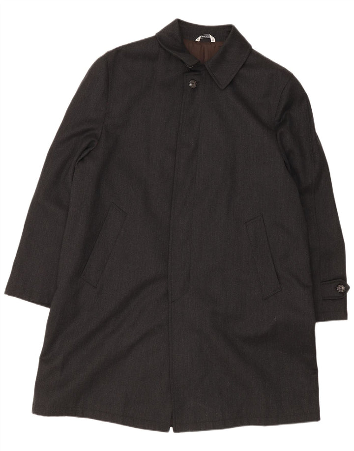 Sobretudo masculino vintage UK 40 grande lã virgem preta