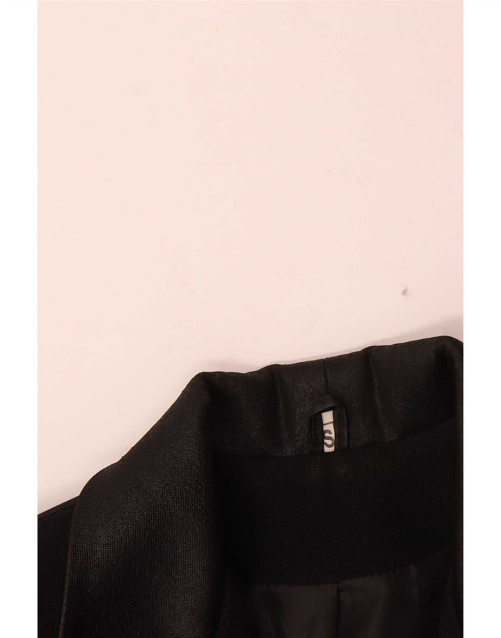 Jaqueta blazer vintage feminina com 4 botões Reino Unido 10 pequena preta