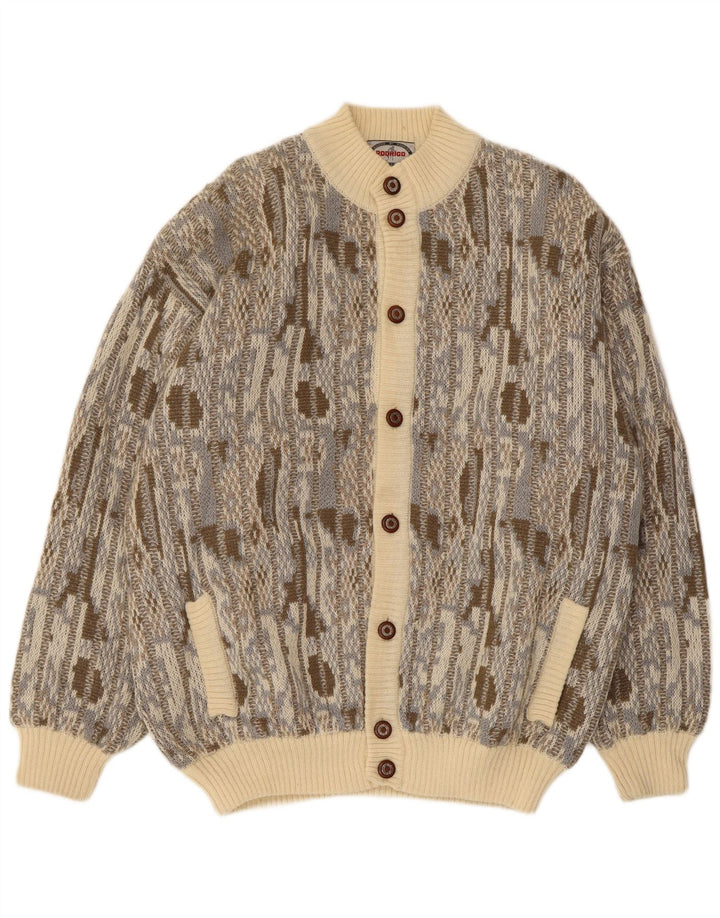 Suéter Cardigan Masculino Rodrigo IT 54 XL Lã Geométrica Multicolorida