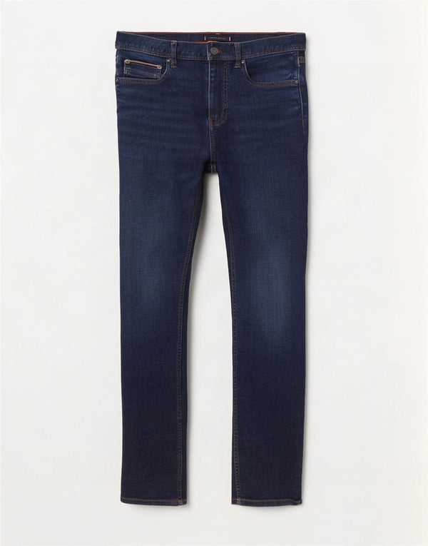 Tommy Hilfiger Masculino Denton Straight Jeans W34 L30 Azul Marinho Algodão