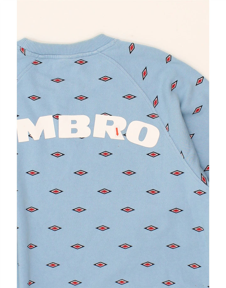 UMBRO Womens Graphic Sweatshirt Jumper UK 14 Medium Blue Cotton Vintage Umbro and Second-Hand Umbro from Messina Hembry 
