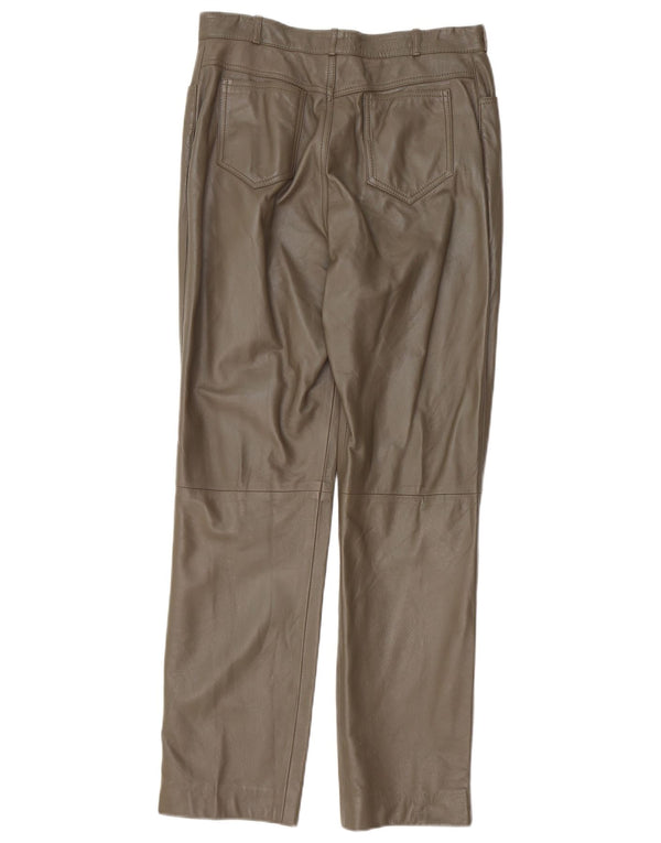 Calça casual reta masculina vintage IT 50 grande W34 L30 couro cinza