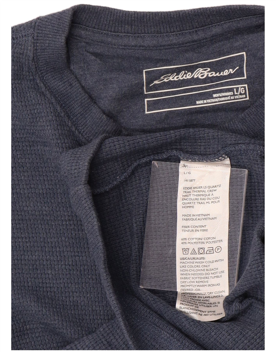 EDDIE BAUER Top masculino de manga comprida grande algodão azul