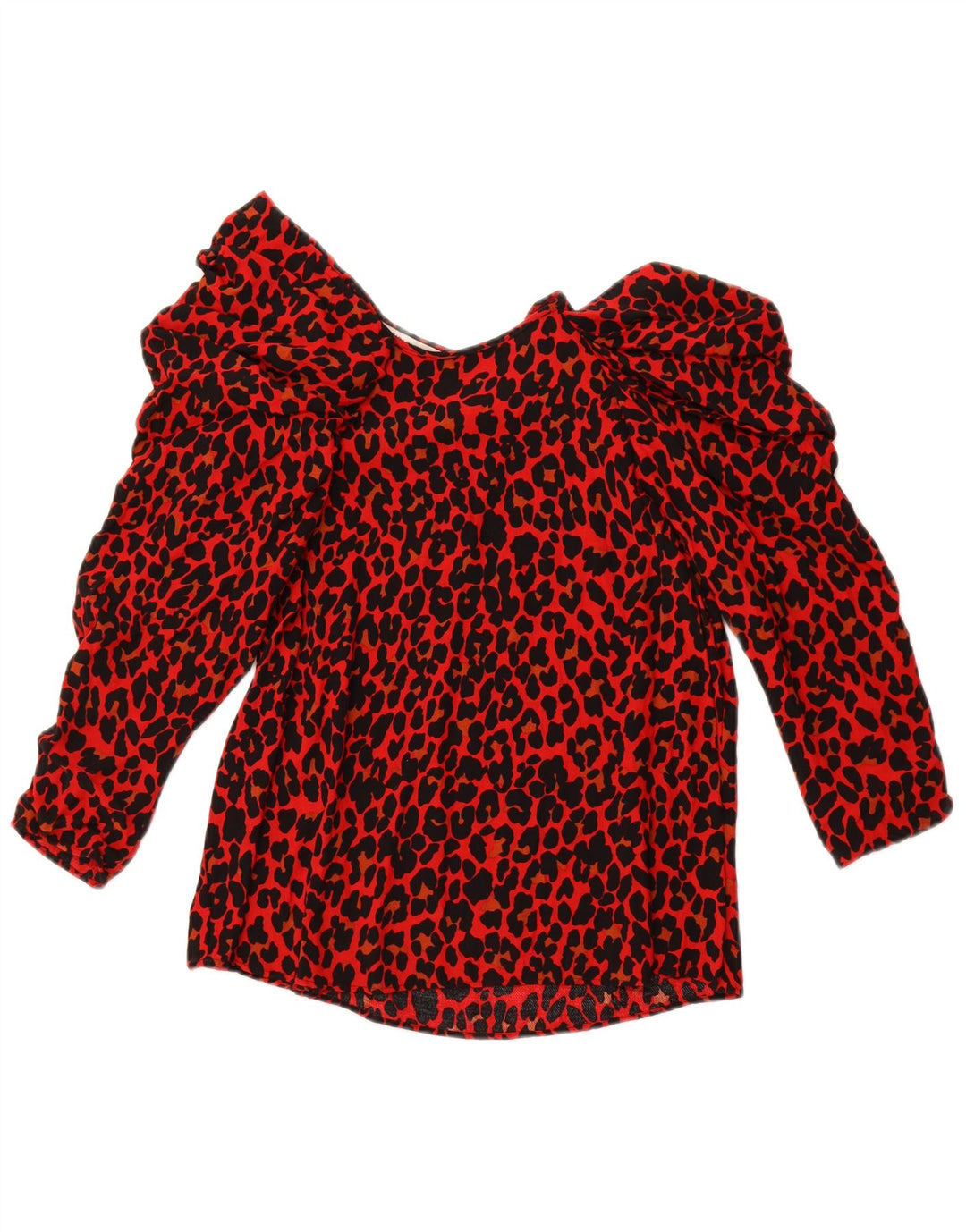 Blusa feminina manga 3/4 ZARA UK 10 pequena estampa animal vermelha