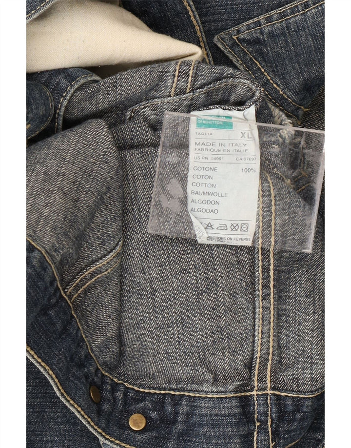 Jaqueta jeans feminina BENETTON UK 18 XL algodão azul