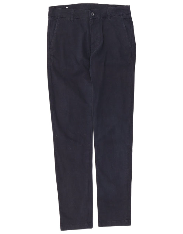 Zara Mens Slim Chino Calças EU 38 Pequeno W30 L31 Azul Marinho Algodão