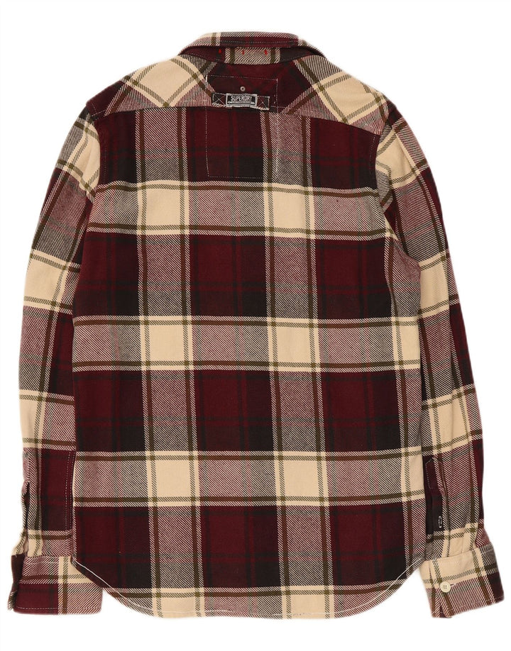 Camisa masculina de flanela Superdry grande algodão xadrez Borgonha