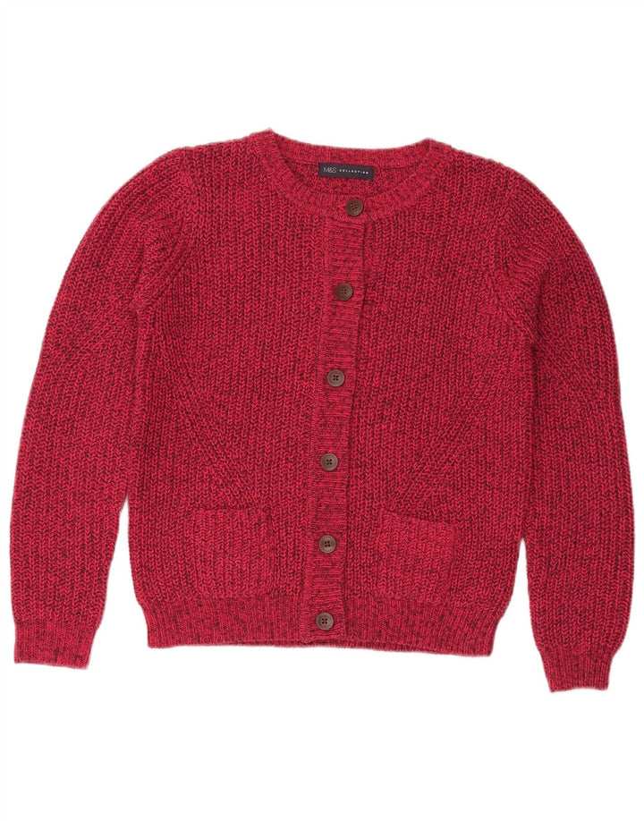 Suéter cardigã feminino grande Marks & Spencer UK 10 pequeno rosa manchado
