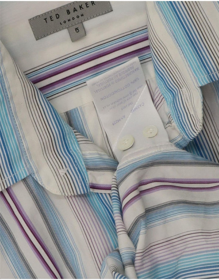 Camisa masculina Ted Baker tamanho 5 XL algodão listrado multicolorido