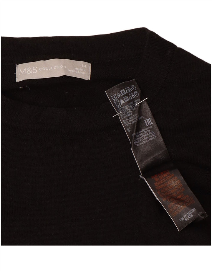 Suéter feminino Marks & Spencer com gola redonda Reino Unido 14 grande lã preta