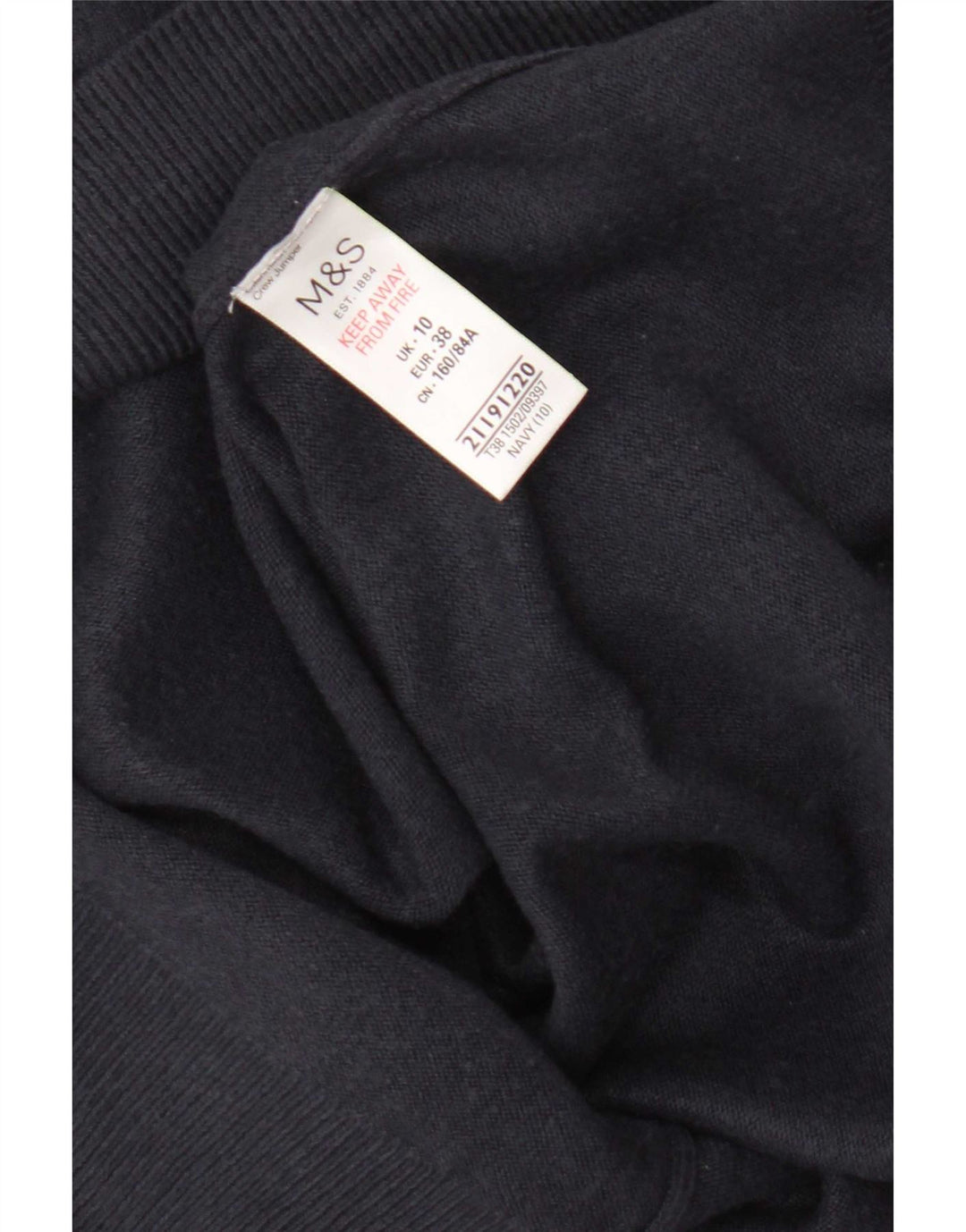 Suéter feminino Marks & Spencer com gola redonda Reino Unido 10 pequeno azul marinho