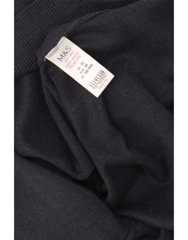 Suéter feminino Marks & Spencer com gola redonda Reino Unido 10 pequeno azul marinho