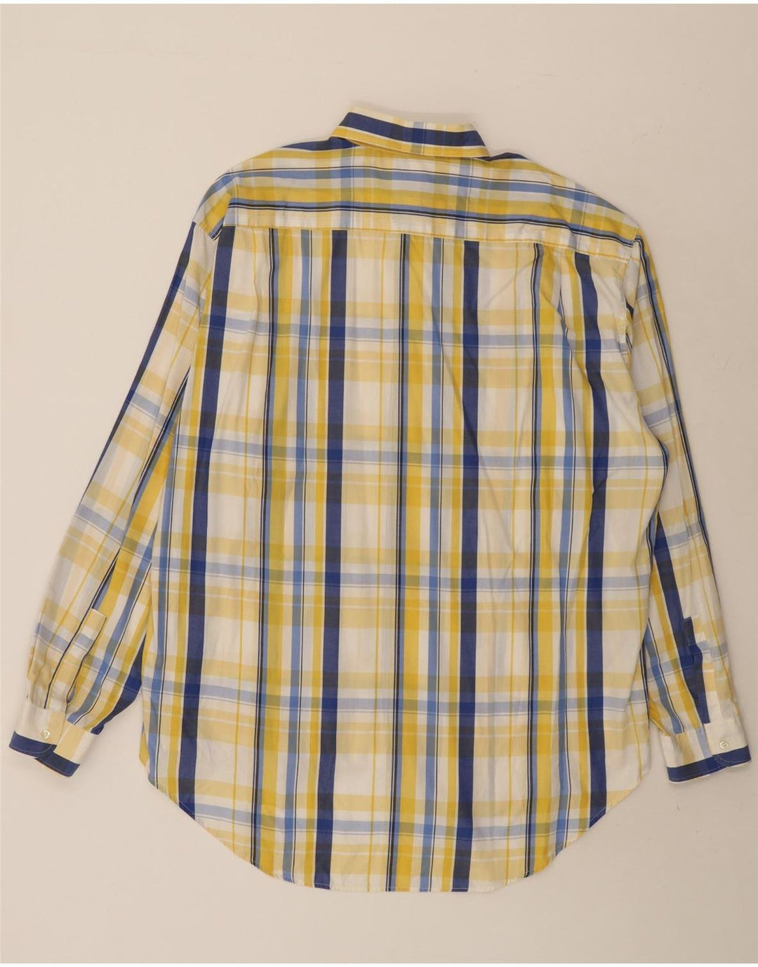 Camisa masculina Stefanel grande algodão xadrez amarelo